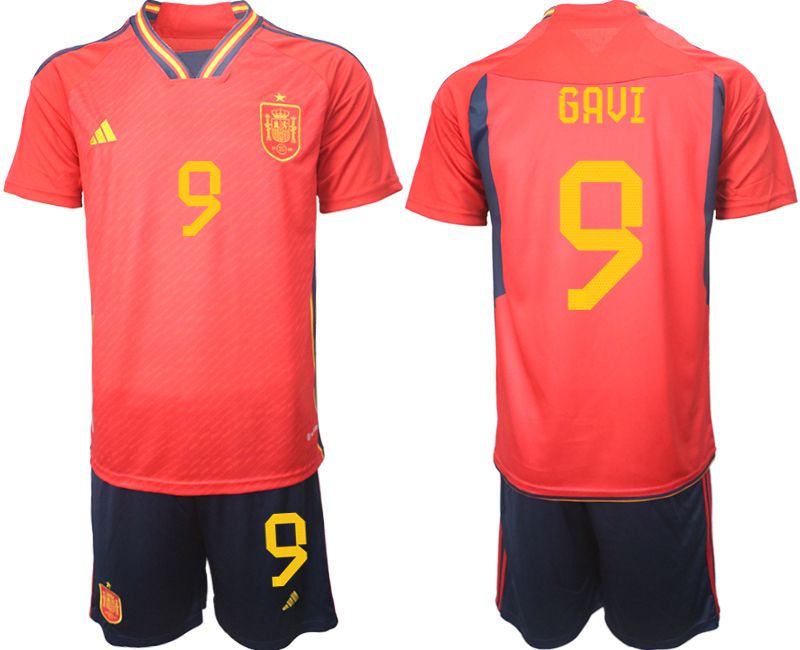 Men 2022 World Cup National Team Spain home red #9 Soccer Jersey->spain jersey->Soccer Country Jersey